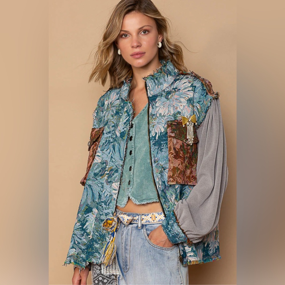 POL Multicolor Patchwork Shacket NWT - image 1